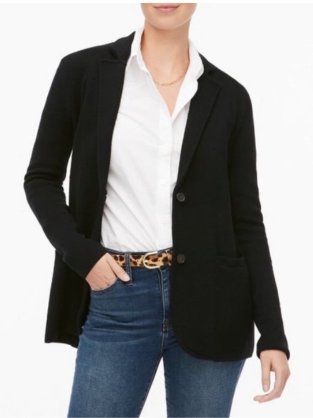 J. Crew Factory Sweater Blazer Size XS Black Knit Cardigan Style G9309 Pockets